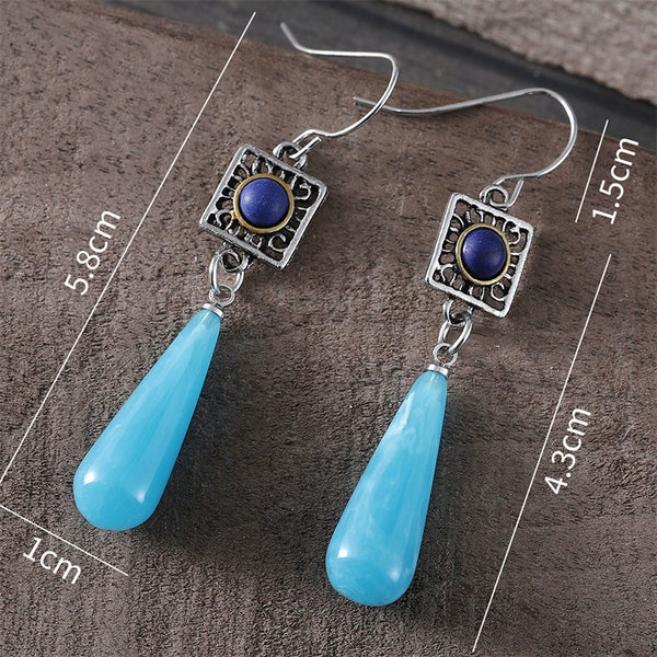 Ethnic Style Two Color Turquoise Earrings