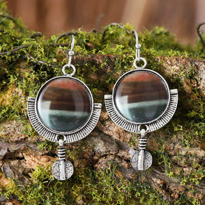 Vintage Round Ethnic Sunset Quicksand Dangle Earrings