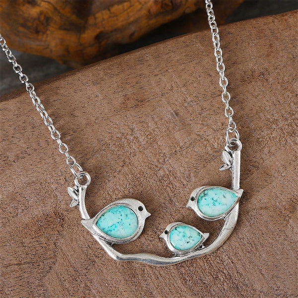 Sky Blue Sparrow Necklace & Earrings Set