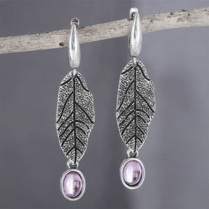 Simple Leaf Textured Dangle Earrings