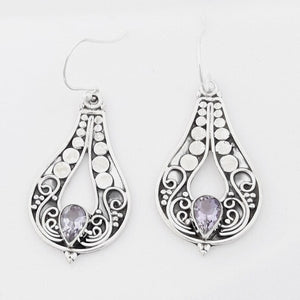 Vintage Sculpted Purple Gemstone Earrings