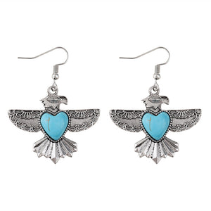 Boho Turquoise Eagle Earrings
