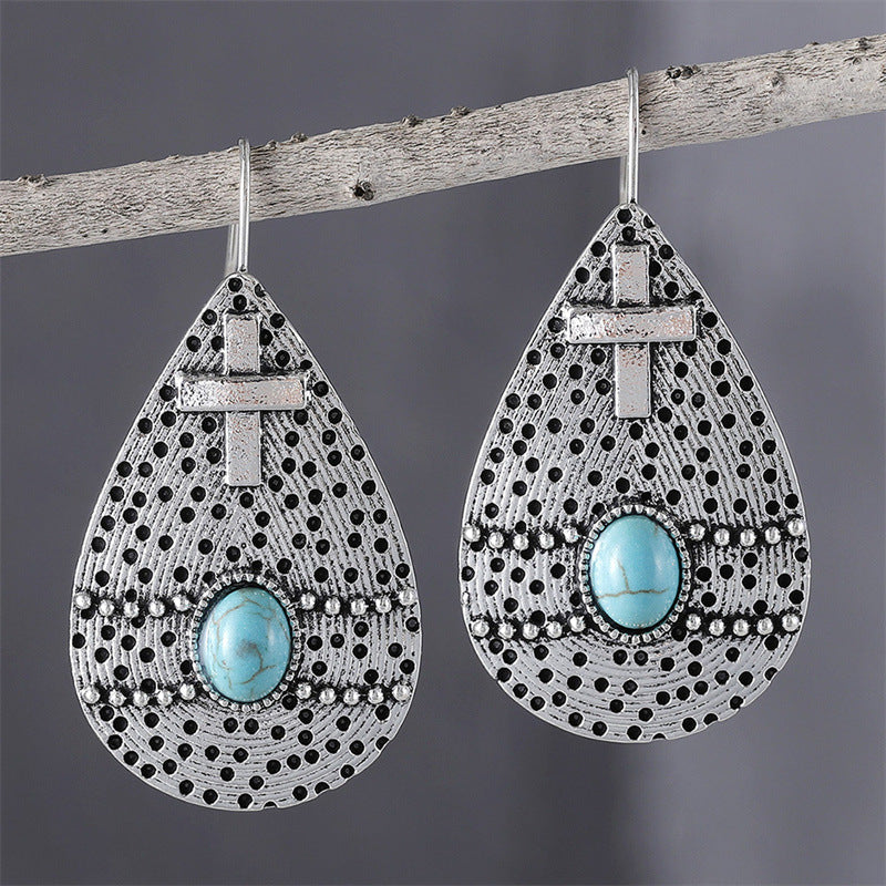 Ethnic Cross Floral Earrings