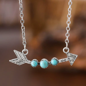 Boho Gold Arrowhead Turquoise Necklace