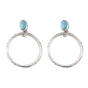 Geometric Oval Gemstone Earrings