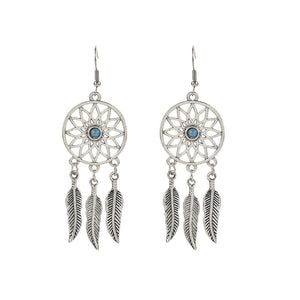 Dreamcatcher Feather Turquoise Drop Earrings