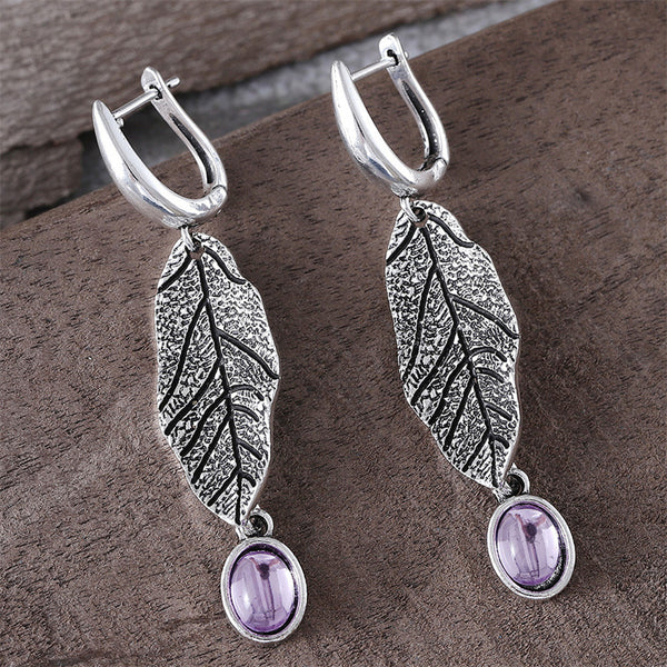 Simple Leaf Textured Dangle Earrings