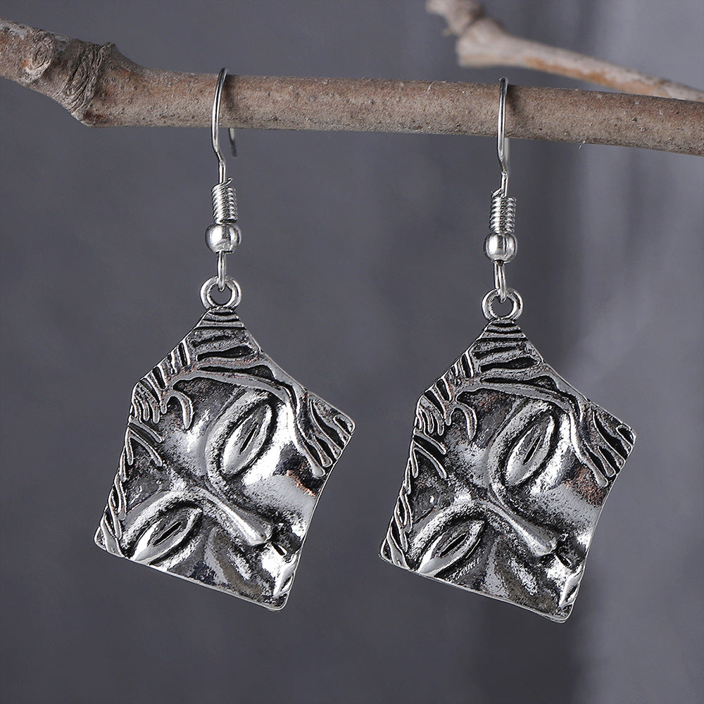Exaggerated Tribal Human Face Styled Earrings