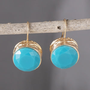 Multicolor Round Crystal Zirconia Dangle Earrings