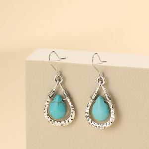 Simple Ethnic Style Hollowed Out Turquoise Drop Earrings