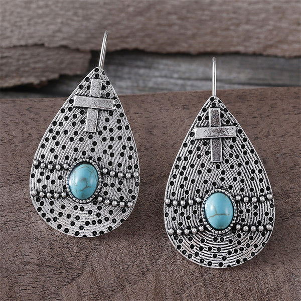 Ethnic Cross Floral Earrings