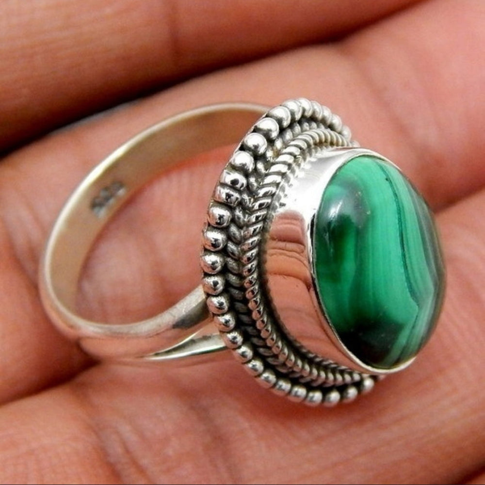 Natural Watermelon Green Peacock Ring