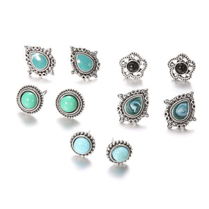 5 Pairs of Turquoise Vintage Boho Earrings