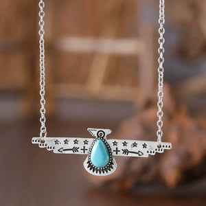 Turquoise Airplane Pendant Necklace