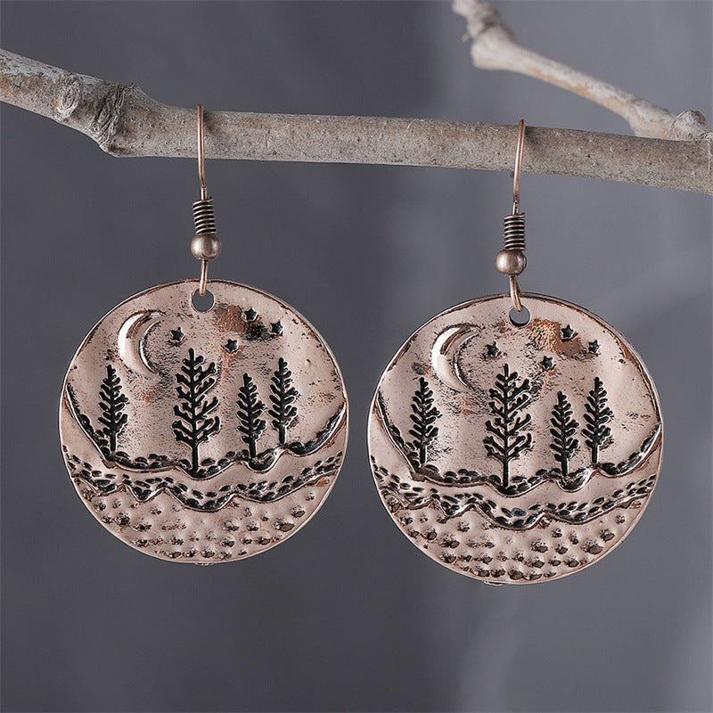 Ethnic Style Moon and Star Dangle Earrings