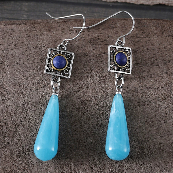 Ethnic Style Two Color Turquoise Earrings