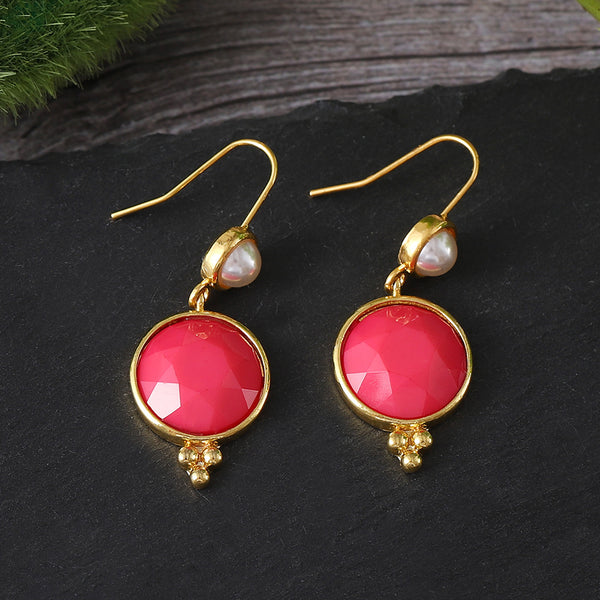 Geometric Round Pearl Earrings
