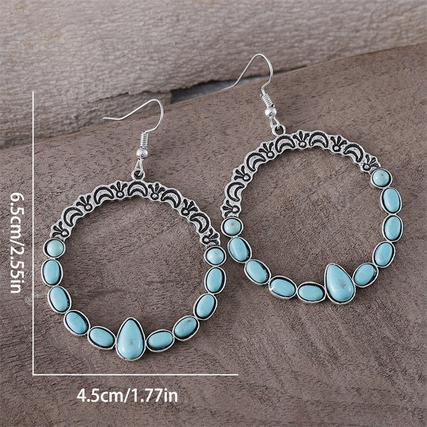 Oval Teardrop Moon Flower Earrings