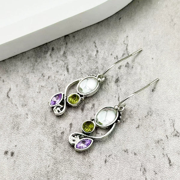 Dangle Earrings with Colored Stones