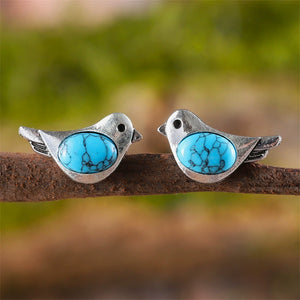 Bird Earrings with Turquoise