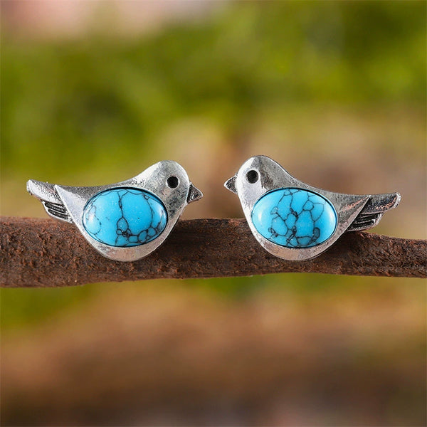 Bird Earrings with Turquoise