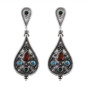 Personalized Retro Tri-color Gemstone Geometric Drops Simple Fashion Earrings