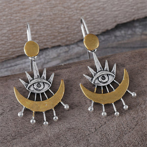 Personalized Eye of Horus Moon Earrings