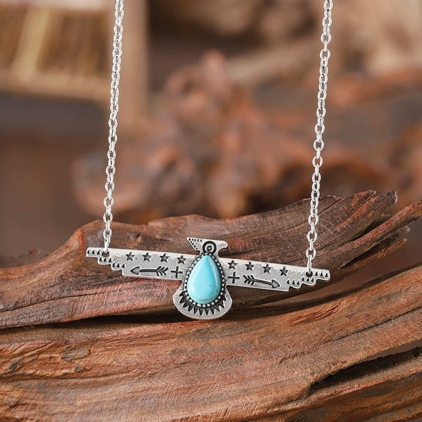 Turquoise Airplane Pendant Necklace