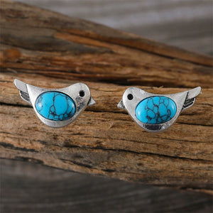 Bird Earrings with Turquoise