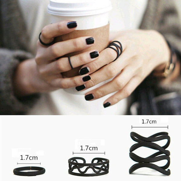 Vintage Roman Numeral Hexagram 3 Piece Ring Set