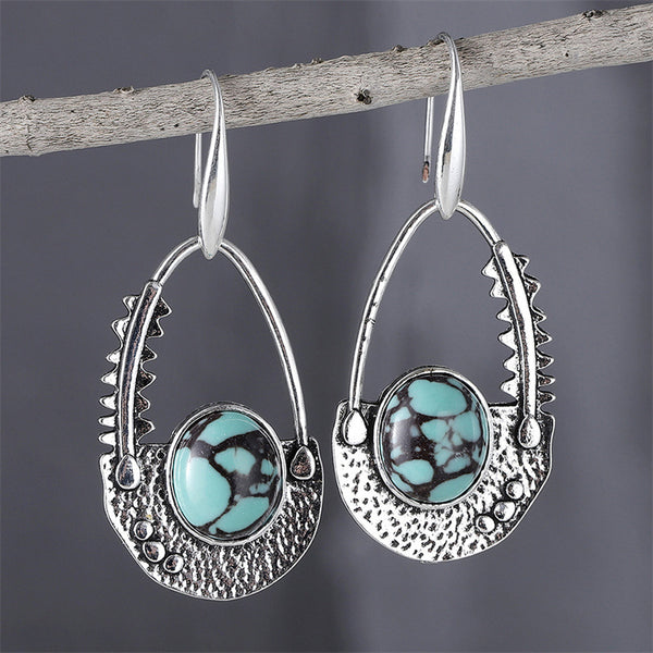 Round Gemstone Ethnic Earrings