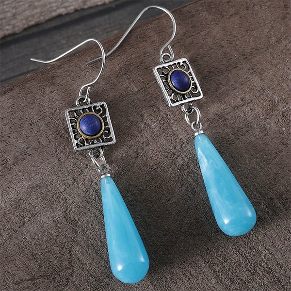 Ethnic Style Two Color Turquoise Earrings