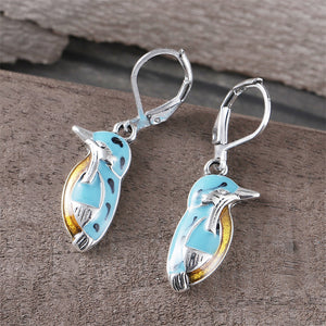 Turquoise Tie Small Kingfisher Simple Compact Earrings