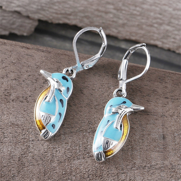 Turquoise Tie Small Kingfisher Simple Compact Earrings