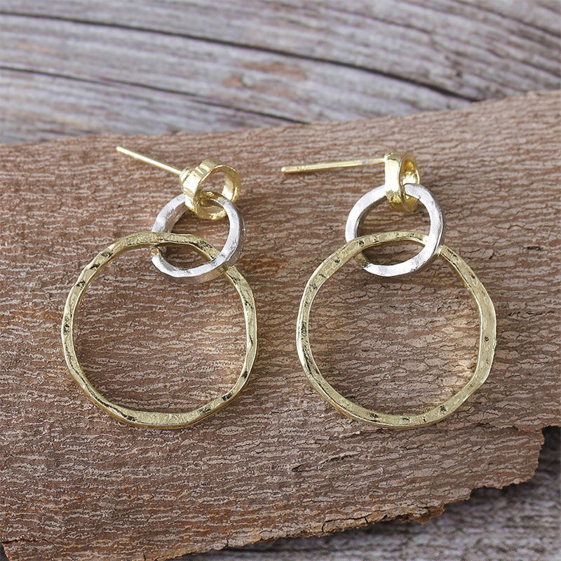 Simple Geometric Round Floral Earrings