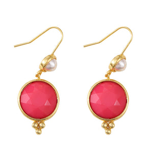 Geometric Round Pearl Earrings