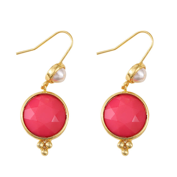 Geometric Round Pearl Earrings