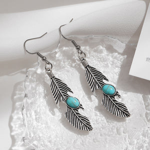 Feather and Turquoise Earrings