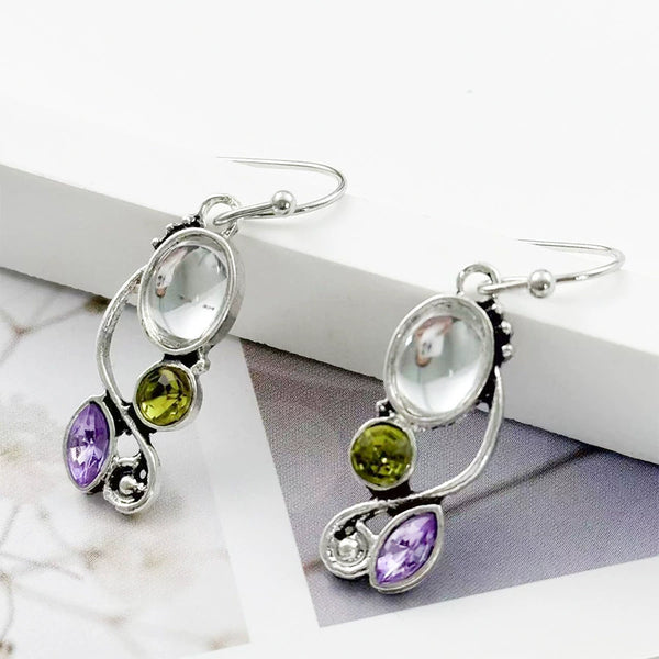 Dangle Earrings with Colored Stones