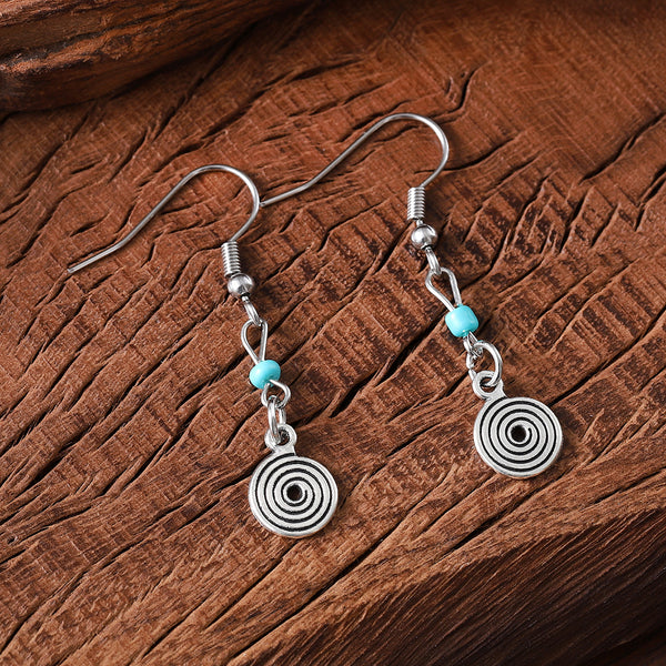 Bohemian Spiral Set Turquoise Dangle Earrings