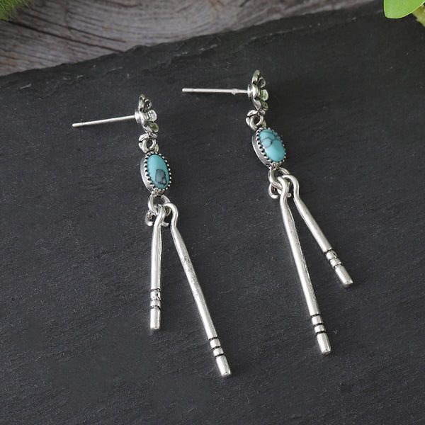Turquoise Tassel Earrings