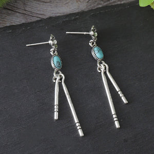 Simple Geometric Turquoise Tassel Earrings