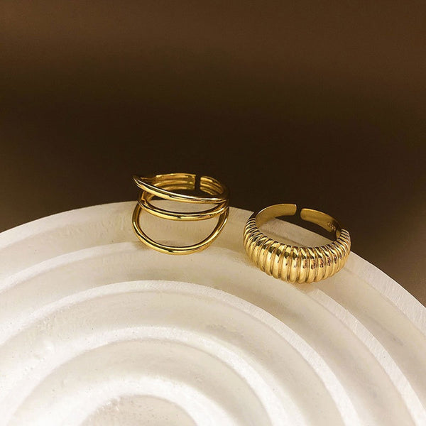 Vintage Roman Numeral Hexagram 3 Piece Ring Set