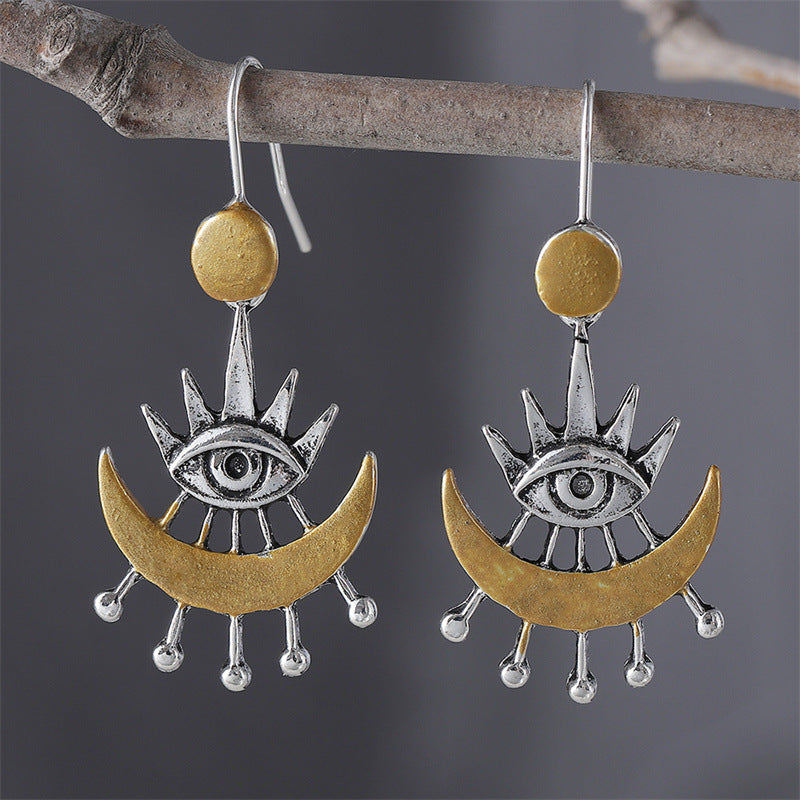 Personalized Eye of Horus Moon Earrings