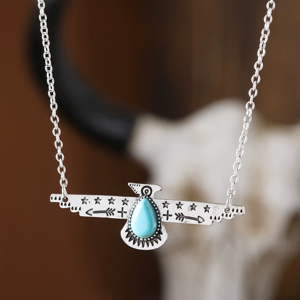Turquoise Airplane Pendant Necklace
