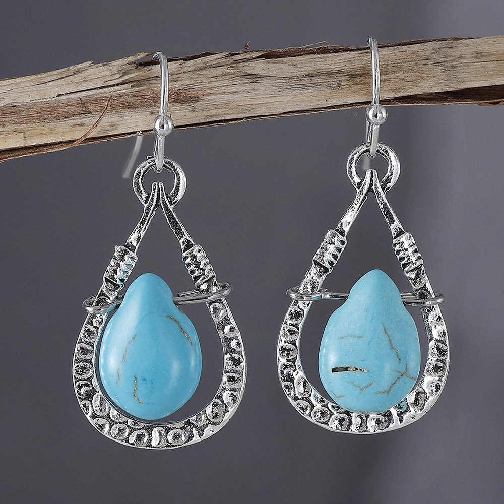 Openworked Turquoise Drop Earrings