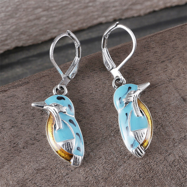 Turquoise Tie Small Kingfisher Simple Compact Earrings