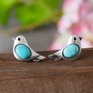 Bird Earrings with Turquoise