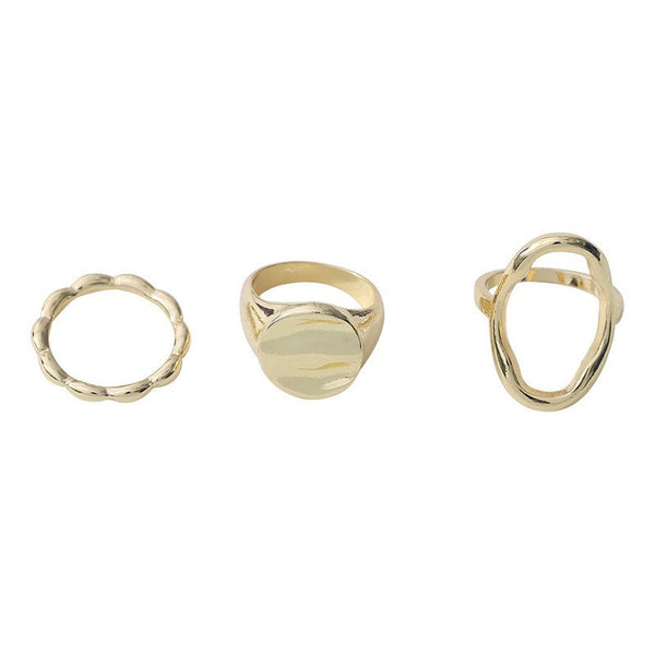 Vintage Roman Numeral Hexagram 3 Piece Ring Set