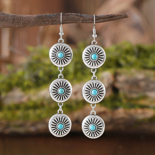 Vintage Turquoise Pumpkin Flower Earrings